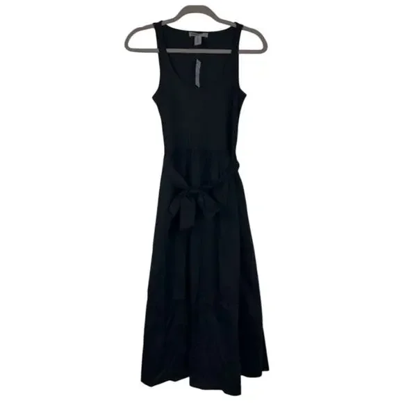 White House Black Market Dress Size L NEW Black Sleeveless Mixed Media Midi WHBM - Picture 2 of 6